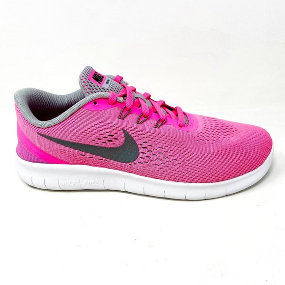 Nike Other - Nike Free RN (GS) Pink Burst Silver White Black Girls Kids Sneakers 833993 600